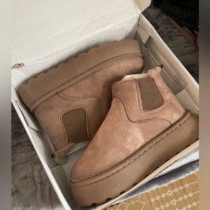 MOVING SALE 2 pair Low Platform Booties Black & Brown